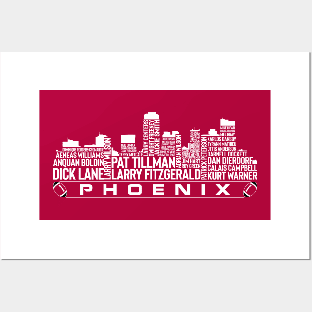 Arizona Football Team All Time Legends, Phoenix City Skyline Wall Art by Legend Skyline